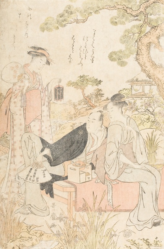 Kitagawa Utamaro - Enjoying the Cool in a Garden