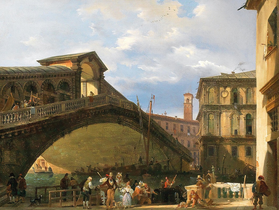 Giovanni Migliara - Venice, the Rialto Bridge