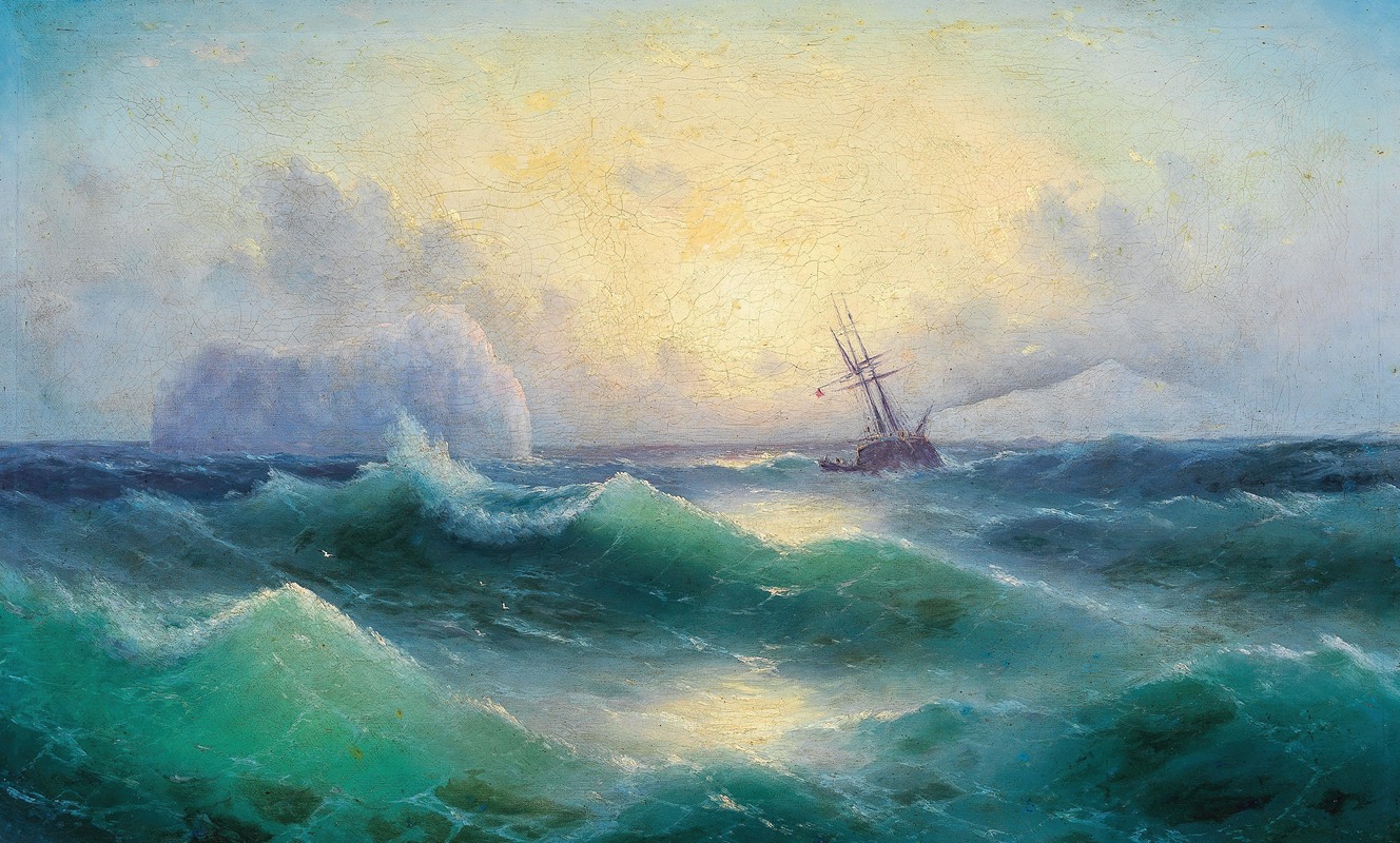 Grigori Ivanovitch Kapustin - Stormy sea with an iceberg