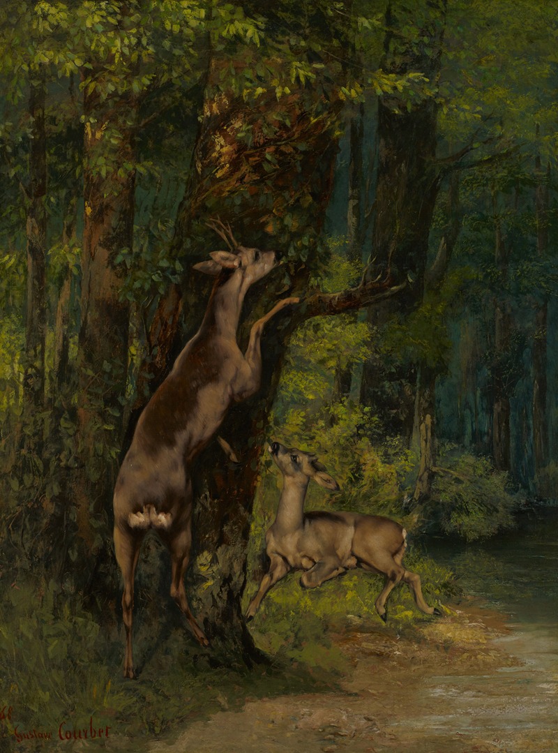Gustave Courbet - Deer in the Forest