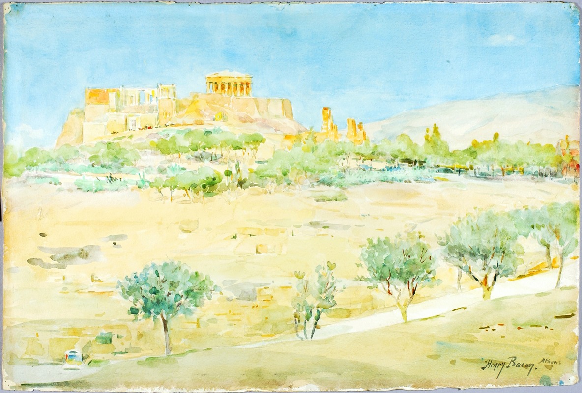 Henry Bacon - General View of the Acropolis at Sunset