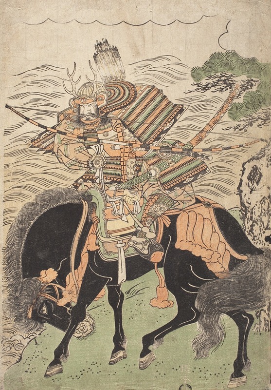 Kitao Shigemasa - Kajiwara Genta Kagesue on a Black Horse