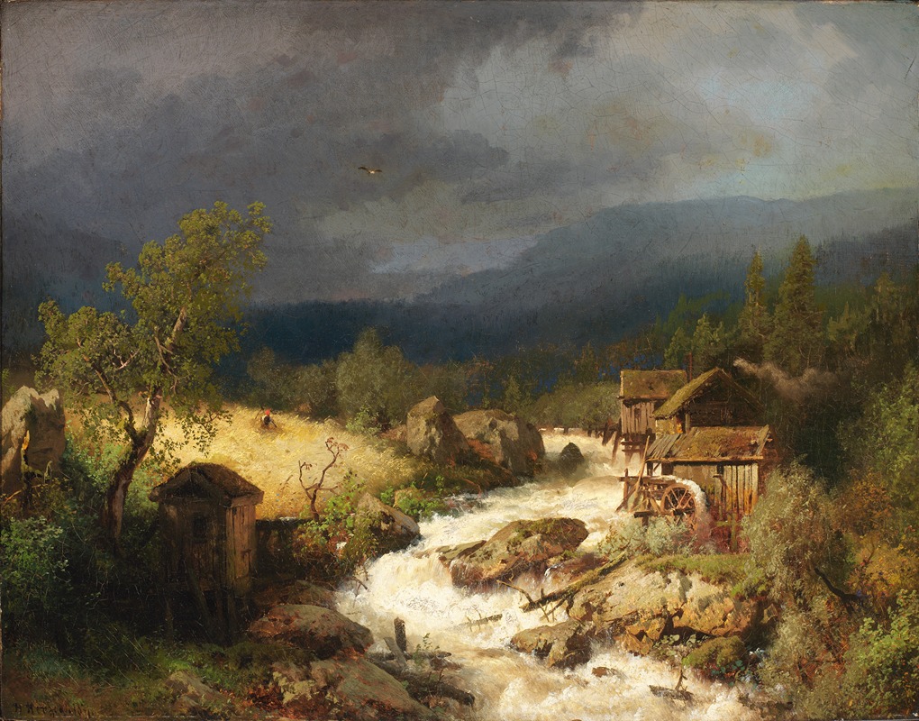 Hermann Ottomar Herzog - Mill on a Torrent