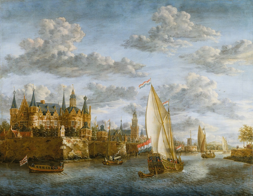 Jacobus Storck - Castle on a River in Holland