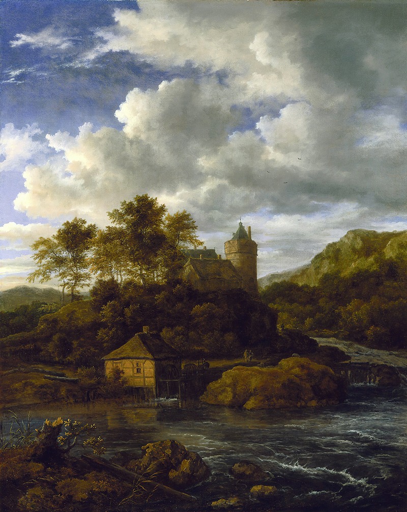 Jacob van Ruisdael - Castle and Watermill by a River