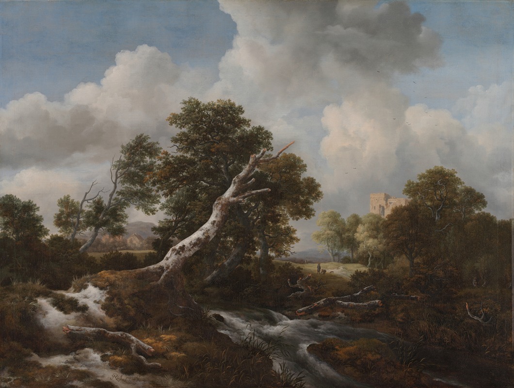 Jacob van Ruisdael - Low Waterfall in a Wooded Landscape with a Dead Beech Tree