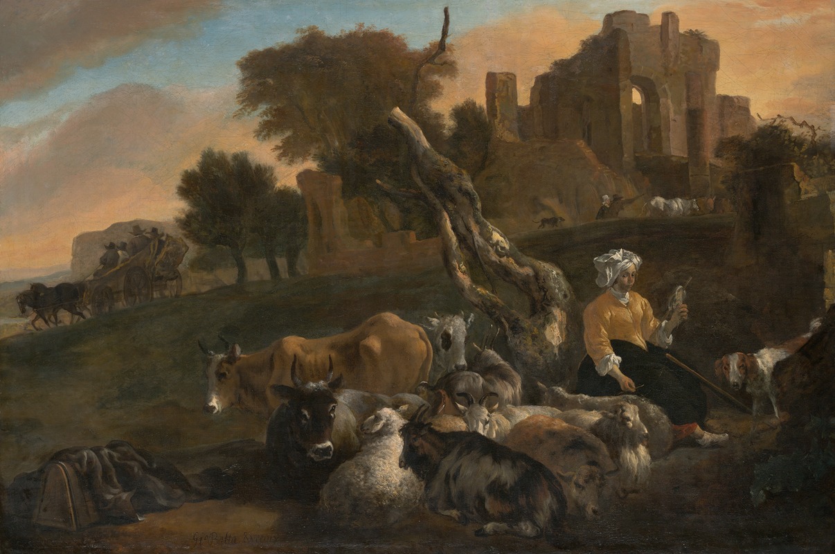 Jan Baptist Weenix - Landscape with Shepherdess