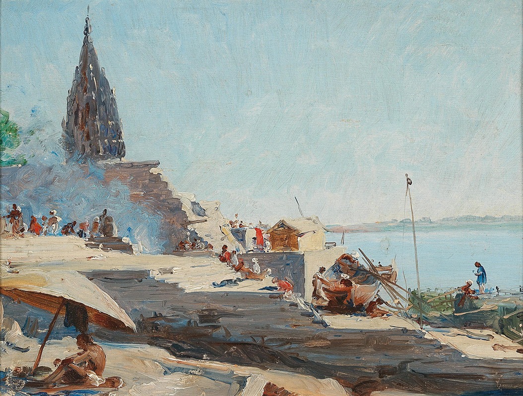 Jean Celestin Tancrede Bastet - Benares on the Ganges, India’s spiritual capital