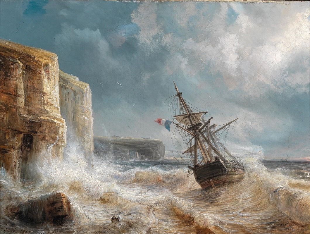 Théodore Gudin - Sormy Seas by a Chalk Coast