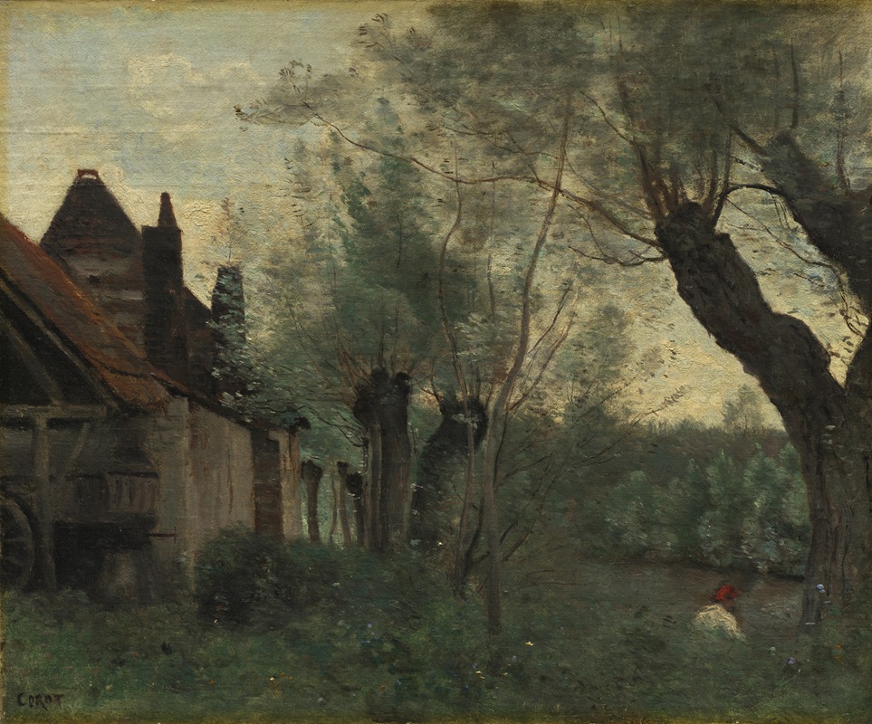 Jean-Baptiste-Camille Corot - Willows and Farmhouse at Sainte-Catherine-lès-Arras