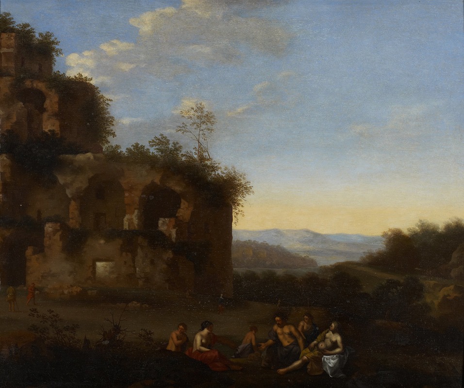 Johan Van Haensbergen - Italian Landscape with Figures