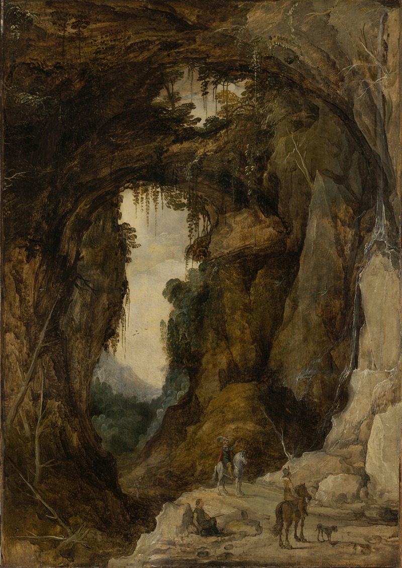 Joos de Momper - Landscape with Grotto and a Rider