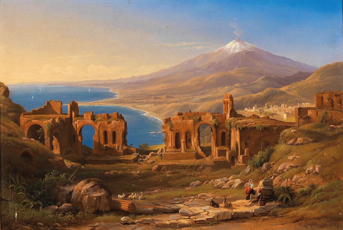 Karl Christian Sparmann - View of the Ruins of the Ancient Theatre of Taormina, Sicily