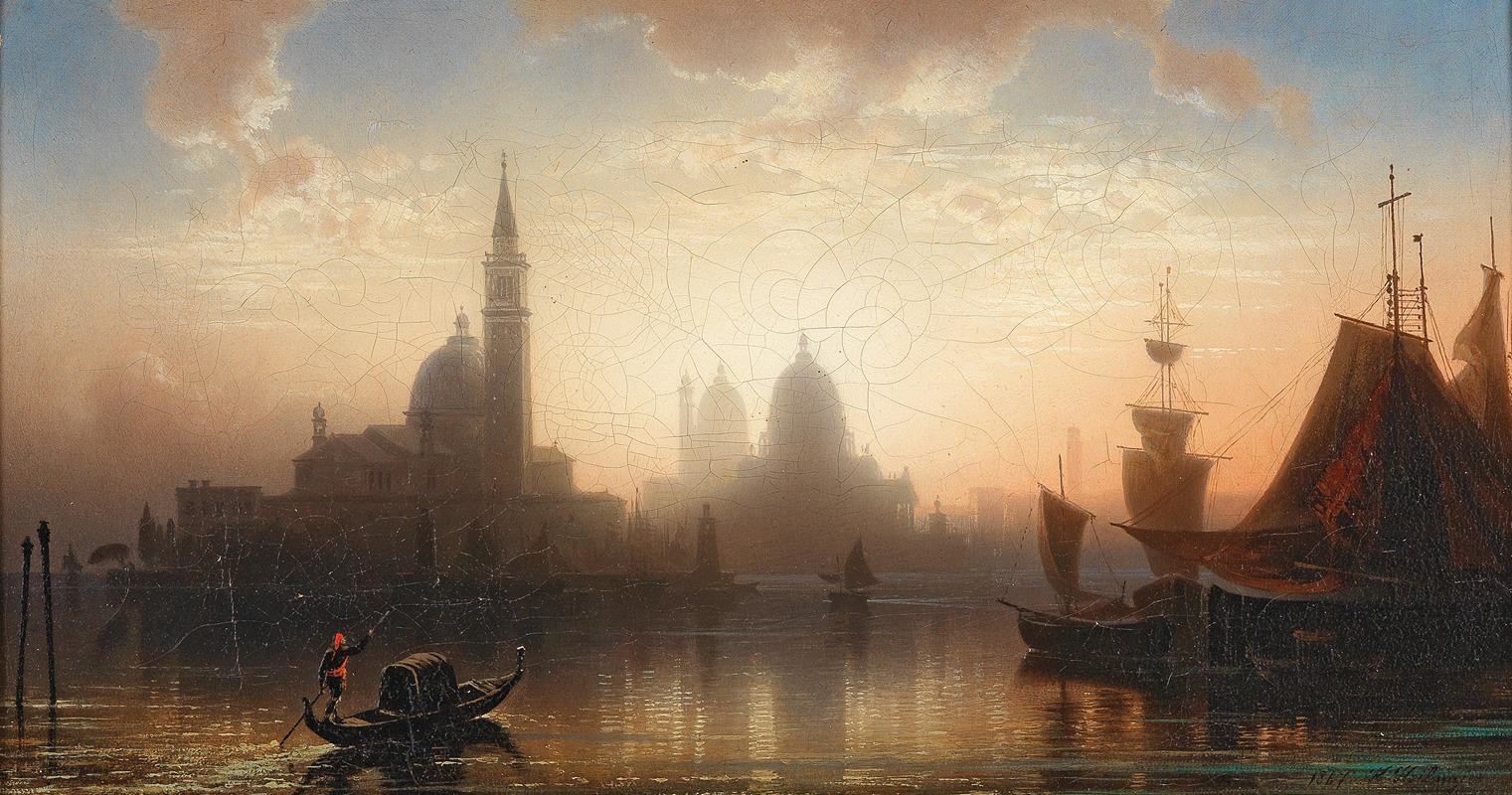 Karl Heilmayer - Venice, Gondolier in the Evening Light