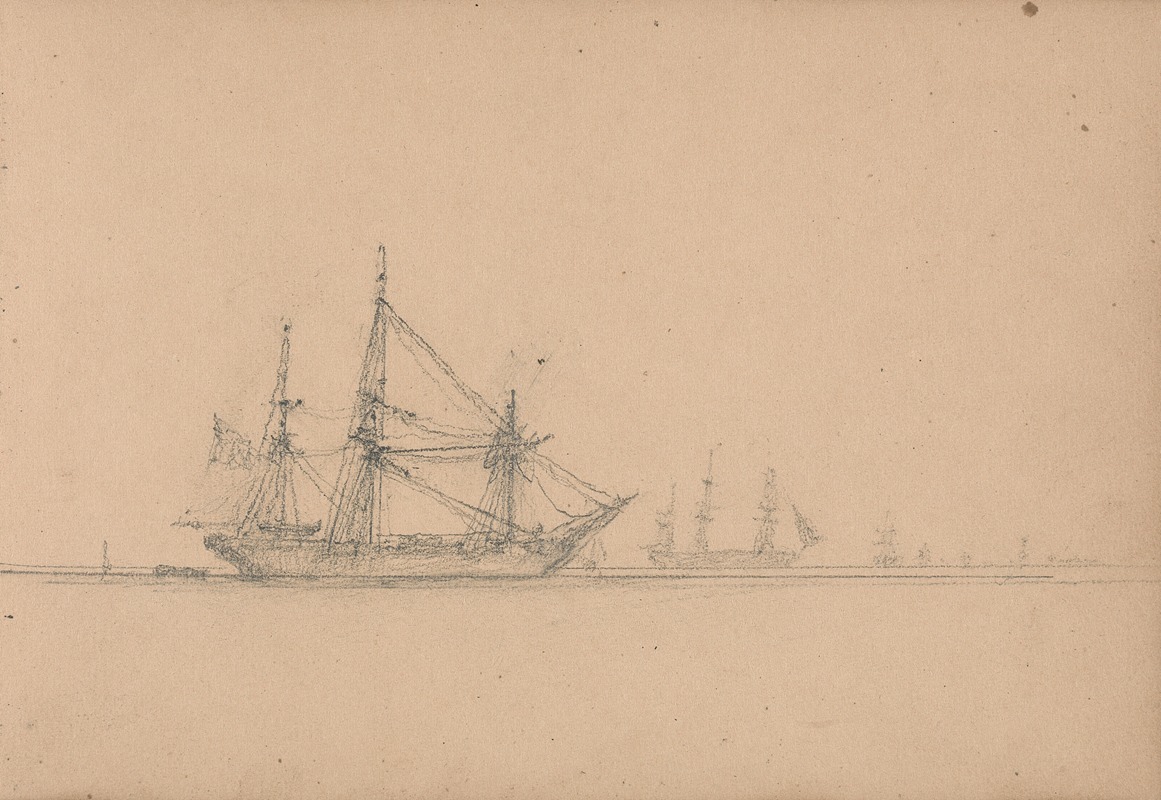 Clarkson Stanfield - Sketch of a Ship with Ships in the Distance