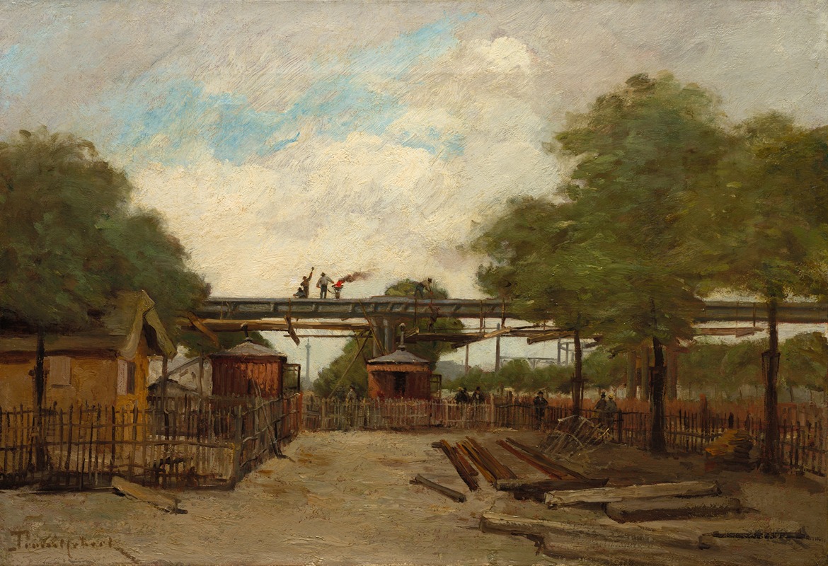 Paul Désiré Trouillebert - Construction of an Elevated Railway  Bridge over the Cours de Vincennes