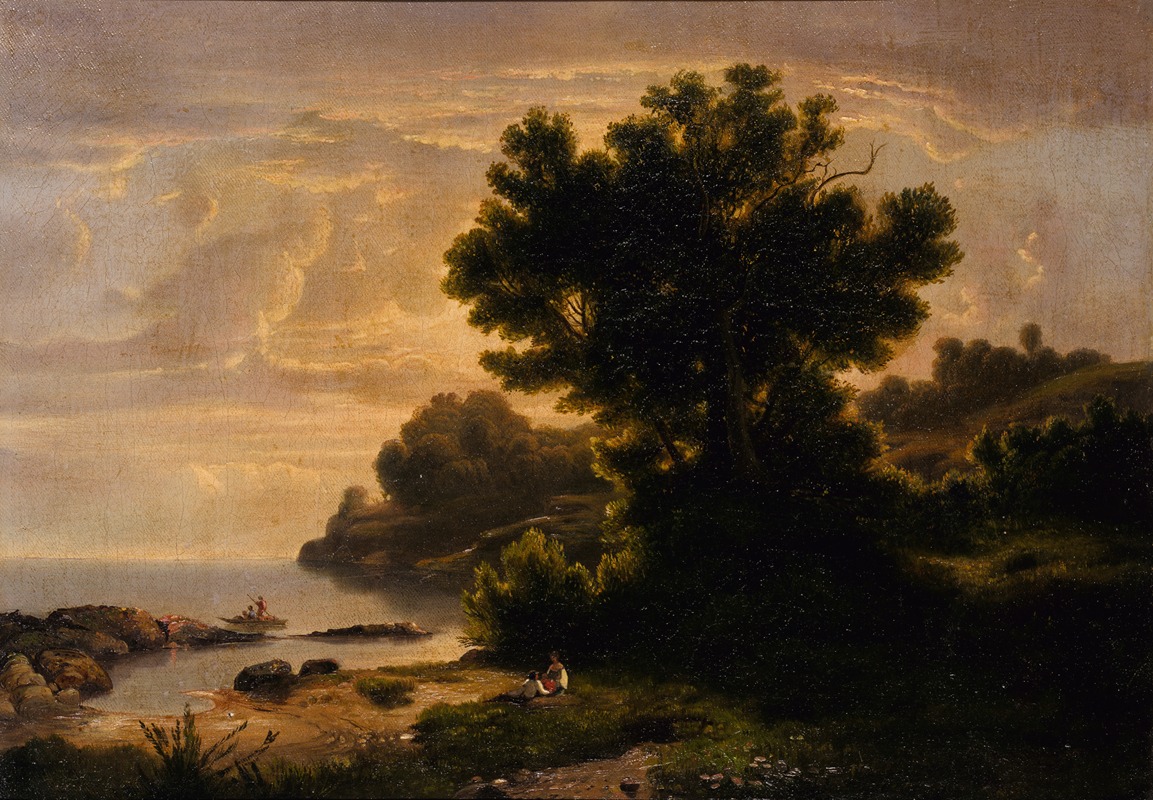 Robert S. Duncanson - Landscape with Family by Lake