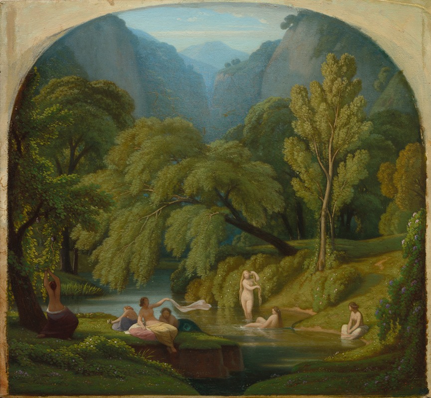 Théodore Caruelle d'Aligny - The Bathers, Souvenir of the Banks of the Anio River at Tivoli
