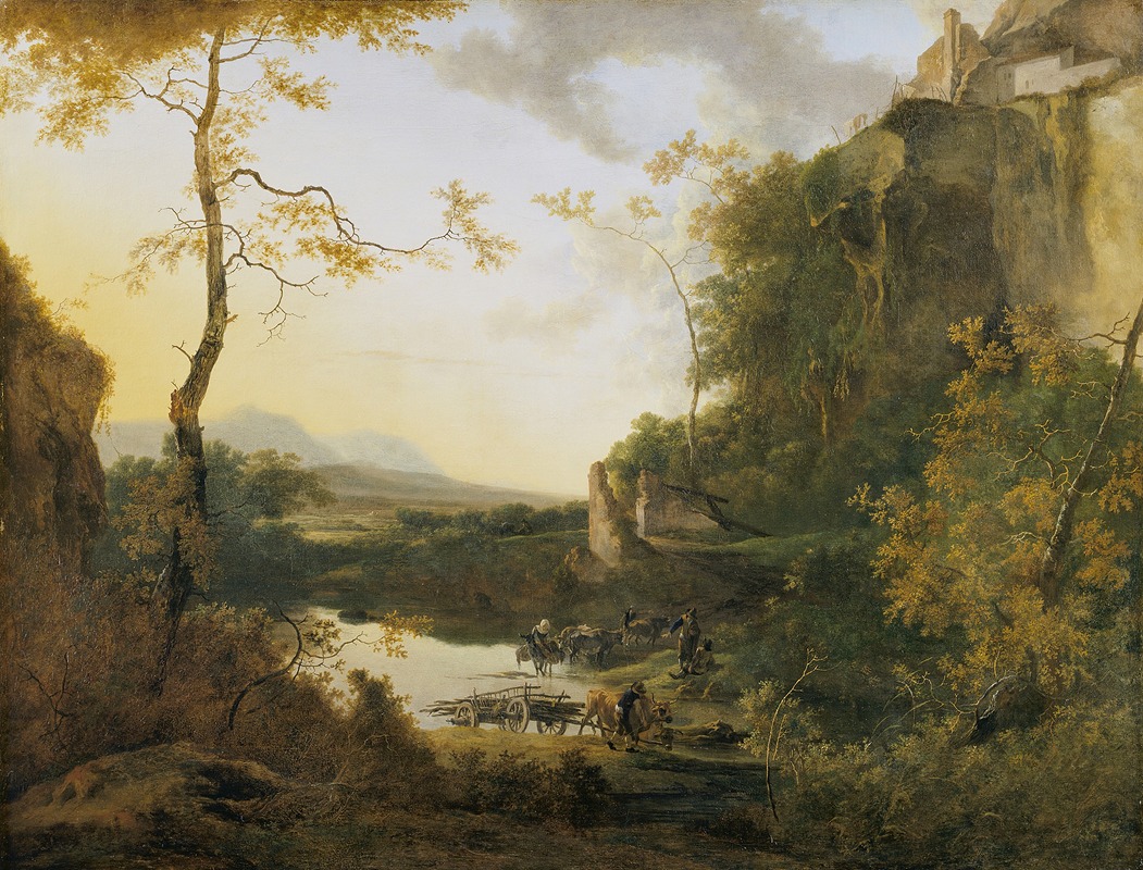 Willem de Heusch - Italian Landscape with a Pool