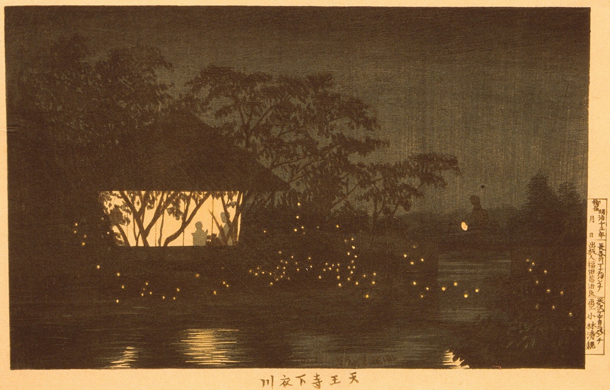 Kobayashi Kiyochika - The Koromo River Below the Temple Tennōji