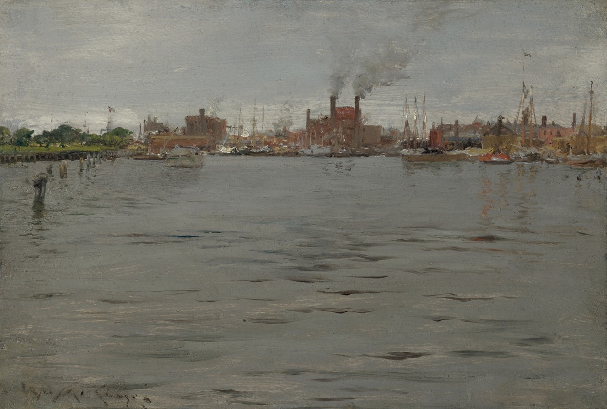 William Merritt Chase - Harbor Scene, Brooklyn Docks