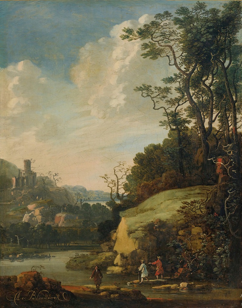 Abraham Bloemaert - Hilly Landscape With Figures By A River
