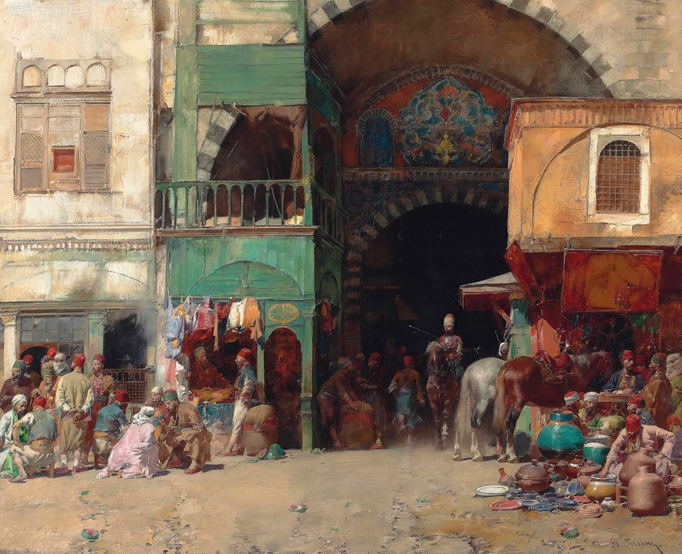 Alberto Pasini - Marketplace At The Entrance To A Bazaar, Constantinople