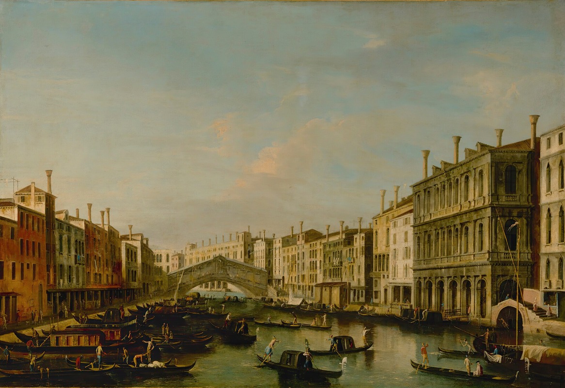 Apollonio Facchinetti - Venice, A View Of The Grand Canal Towards The Rialto Bridge