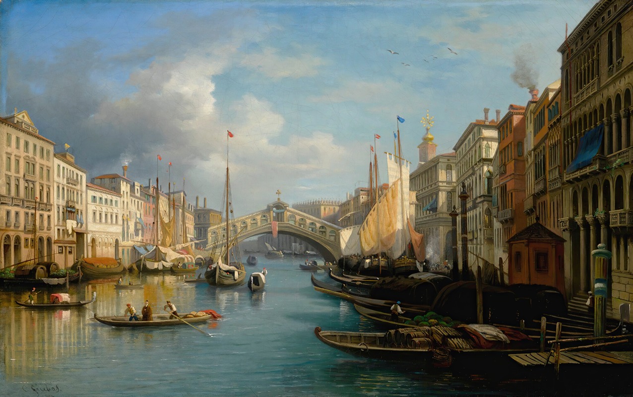 Carlo Grubacs - Venice, A View Of The The Grand Canal And The Rialto Bridge From The South