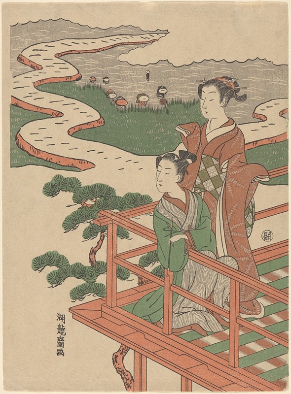 Koryûsai Isoda - Lovers on a Balcony