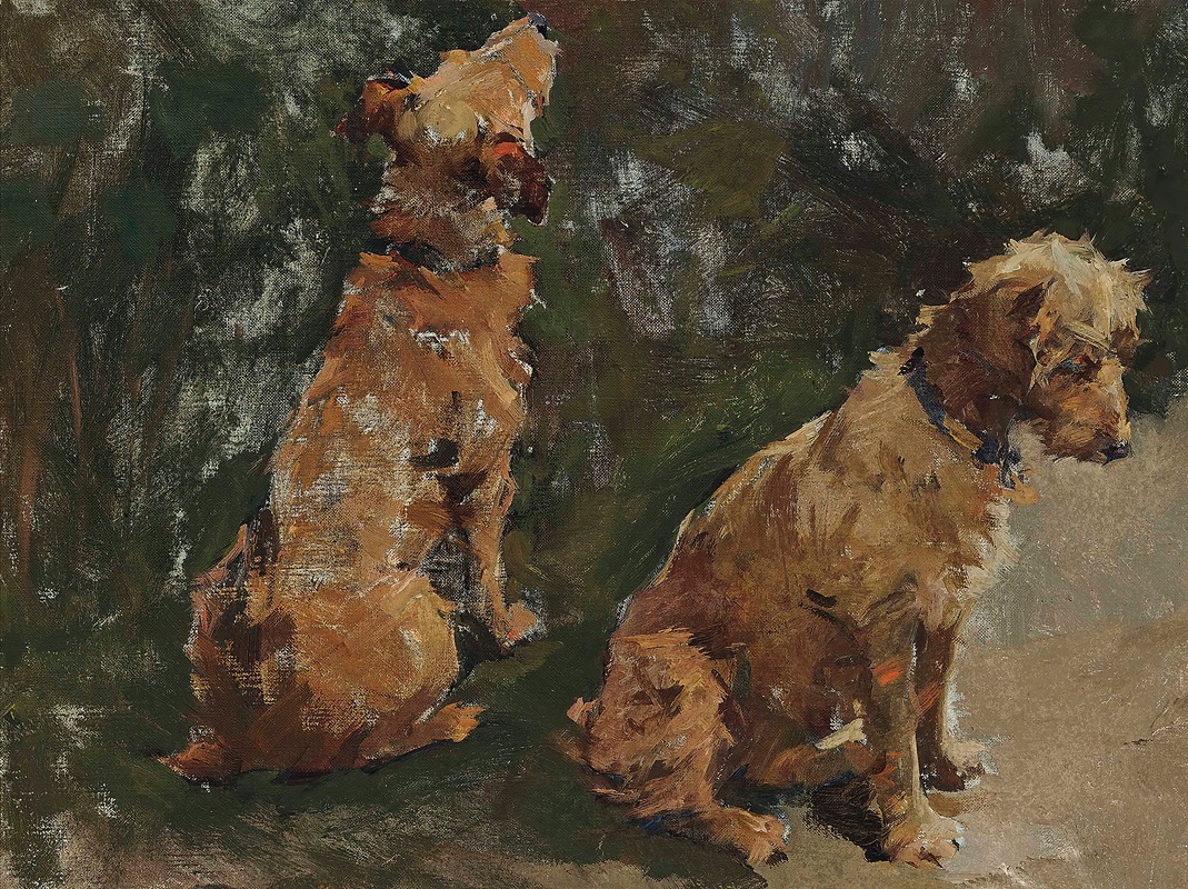 Elizabeth Adela Forbes - Two Terriers; Study For ‘the Half Holiday’