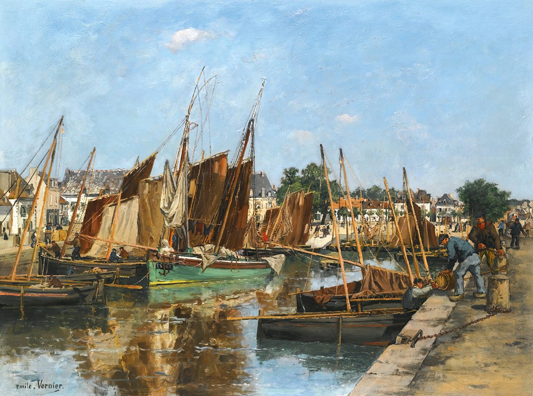 Emile Louis Vernier - Bateaux Au Port
