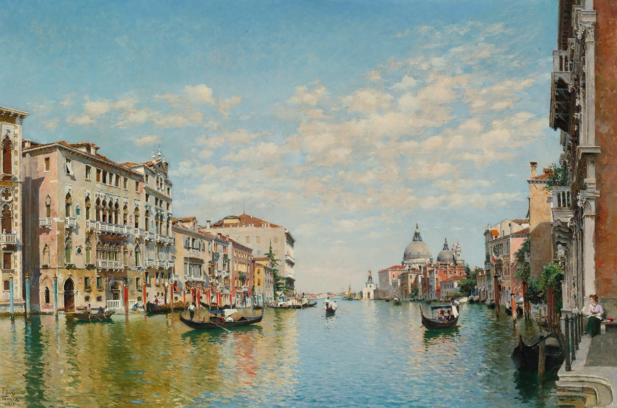 Federico del Campo - Gondoliers On The Grand Canal, Venice