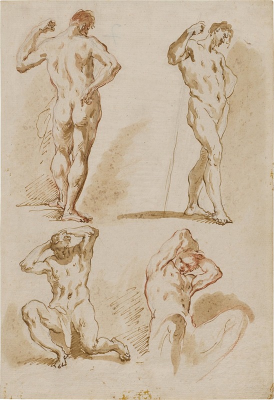 Gaspare Diziani - Study of Four Male Nudes