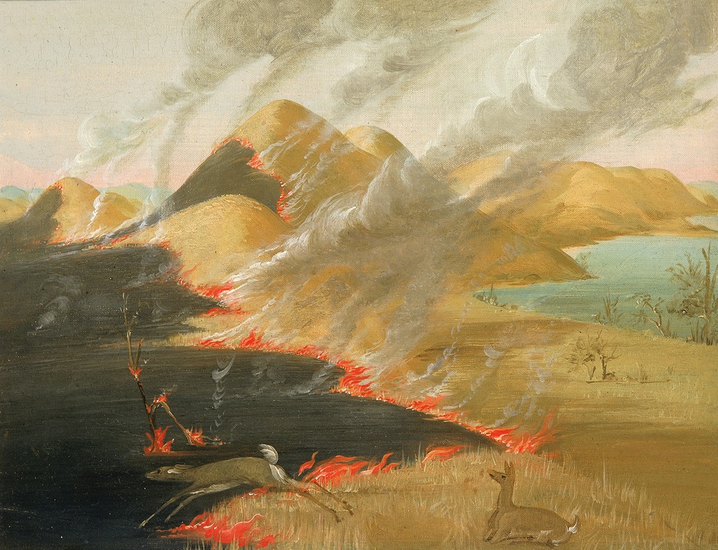 George Catlin - Prairie Bluffs Burning