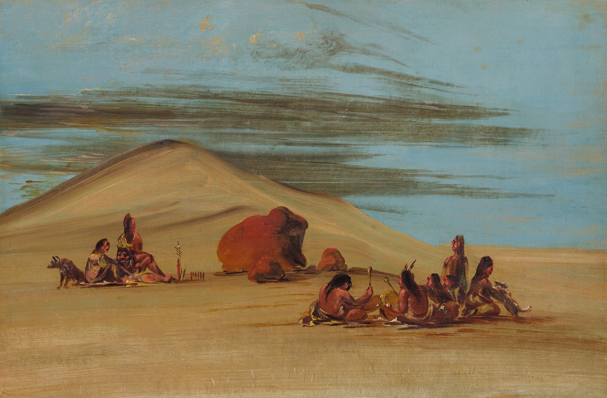 George Catlin - Sioux Worshiping At The Red Boulders