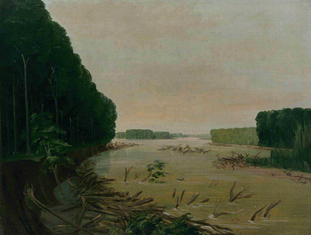 George Catlin - View On The Missouri, Alluvial Banks Falling In, 600 Miles Above St. Louis