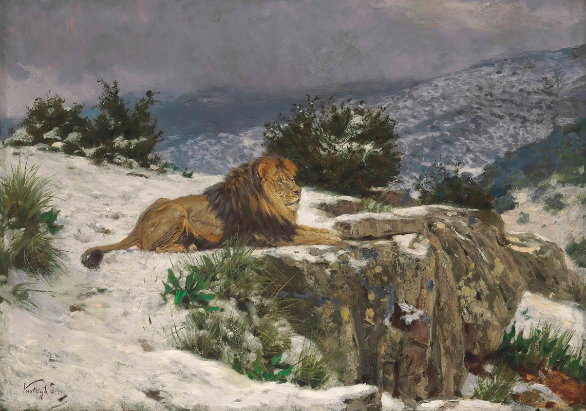 Geza Vastagh - A Lion In The Snow