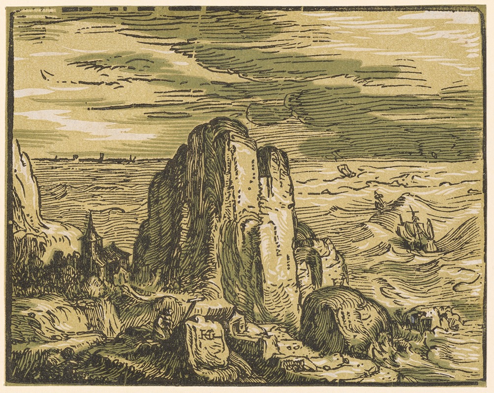 Hendrick Goltzius - Felsklippe An Der Meeresküste