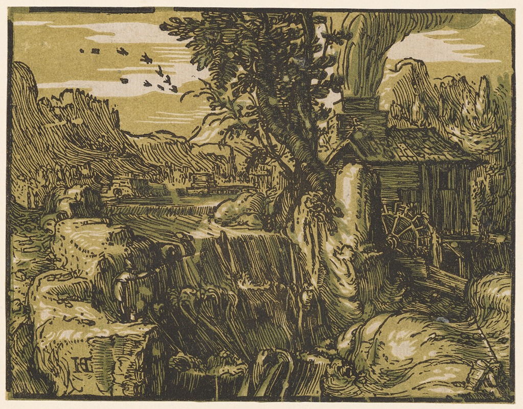 Hendrick Goltzius - Landschaft Mit Wasserfall