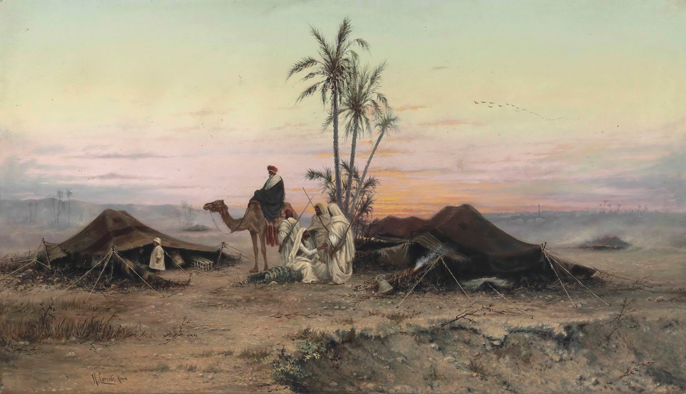 Hermann David Salomon Corrodi - A Bedouin Camp At Dusk