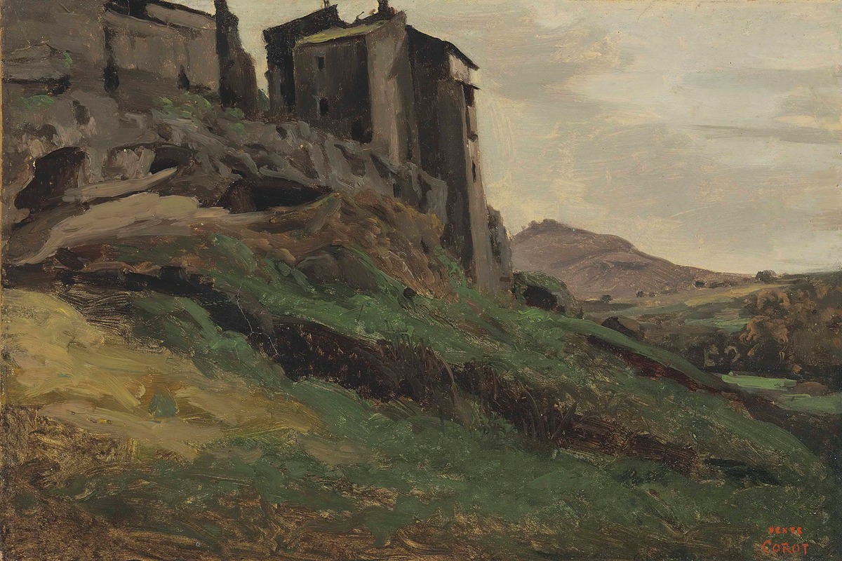 Jean-Baptiste-Camille Corot - Marino, Grandes Fabriques Au Sommet De Rochers