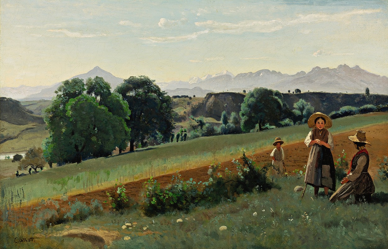 Jean-Baptiste-Camille Corot - Mornex (Haute-Savoie)-Au Fond, Le Môle