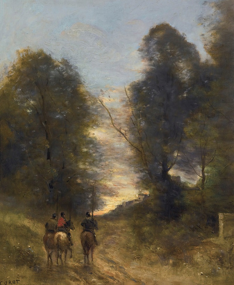 Jean-Baptiste-Camille Corot - Cavaliers Gaulois Dans Un Paysage