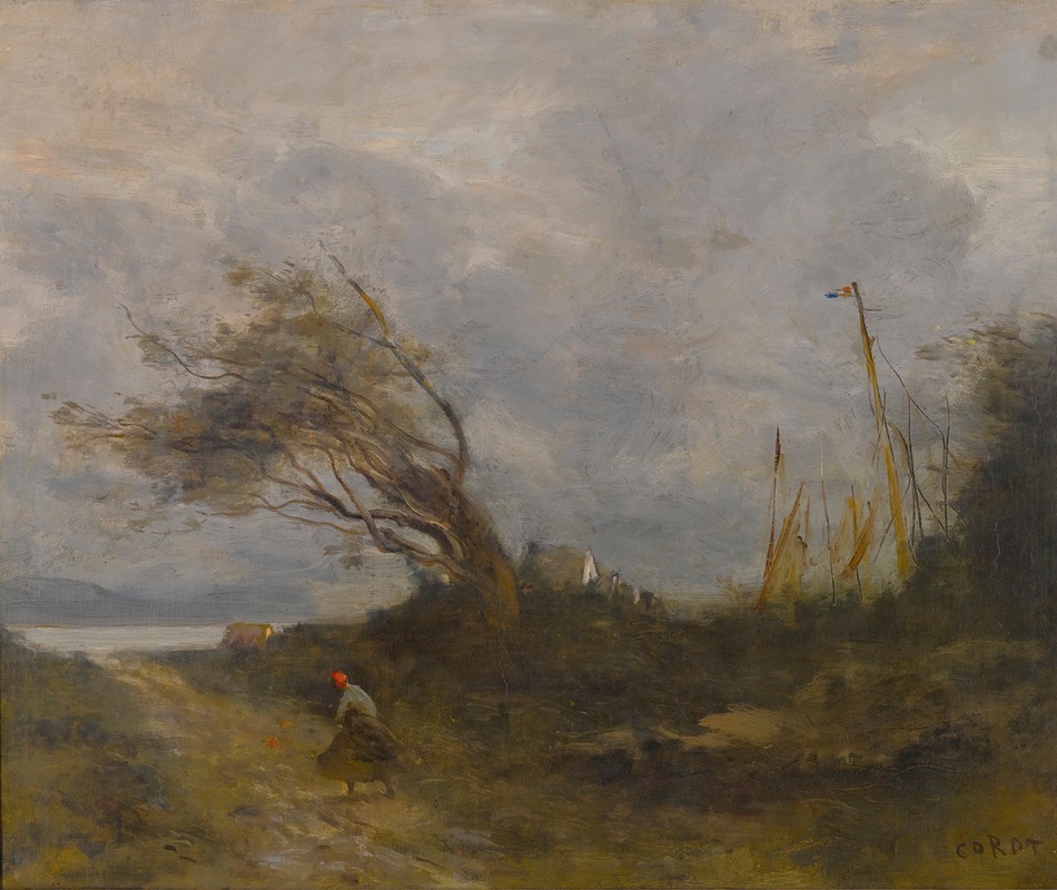 Jean-Baptiste-Camille Corot - Un Coup De Vent Au Bord De La Mer