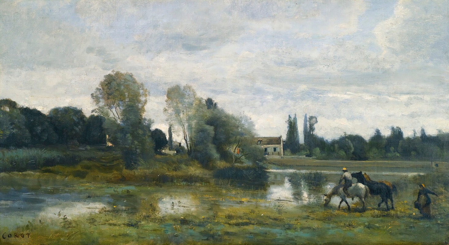 Jean-Baptiste-Camille Corot - Ville D’avray; L’abreuvoir Des Chevaux
