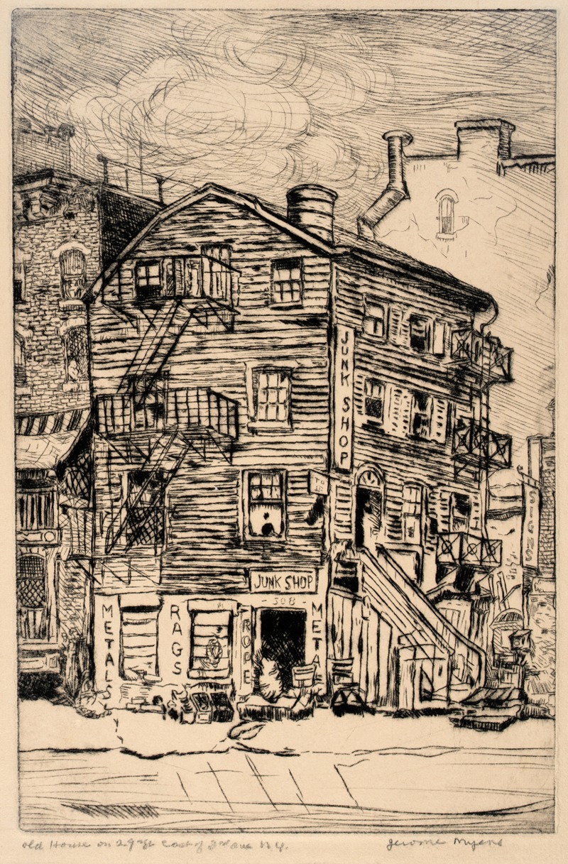 Jerome Myers - Old House On 29th St. East Of 3rd Ave. N.Y.
