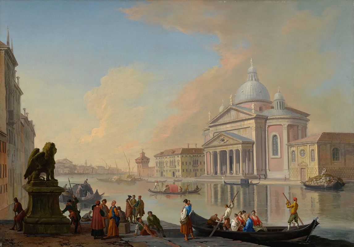 Johann Richter - Venice, A Capriccio View Of The Grand Canal Towards The Punta Della Dogana
