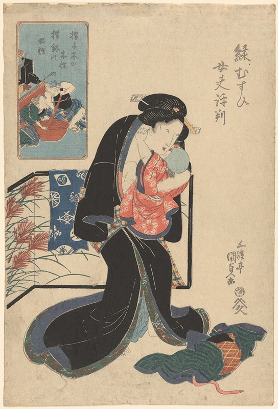 Utagawa Kunisada (Toyokuni III) - Woman Clasping Baby