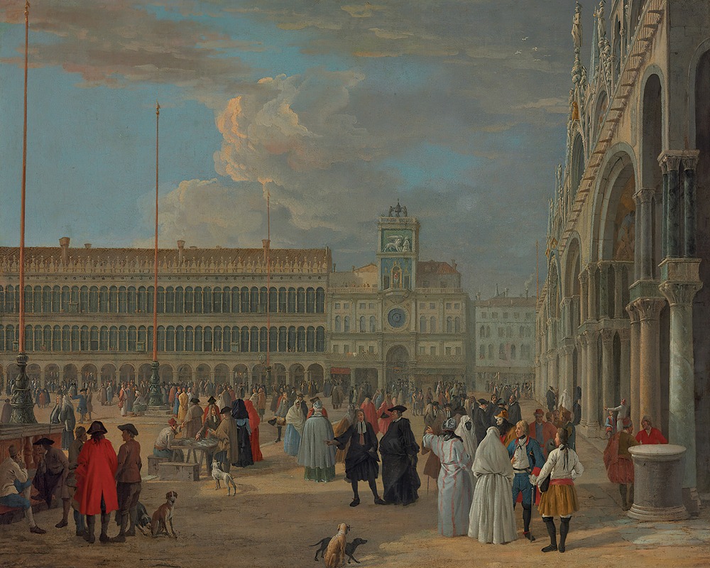 Luca Carlevarijs - View Of Piazza San Marco With The Torre Dell’orologio, Venice